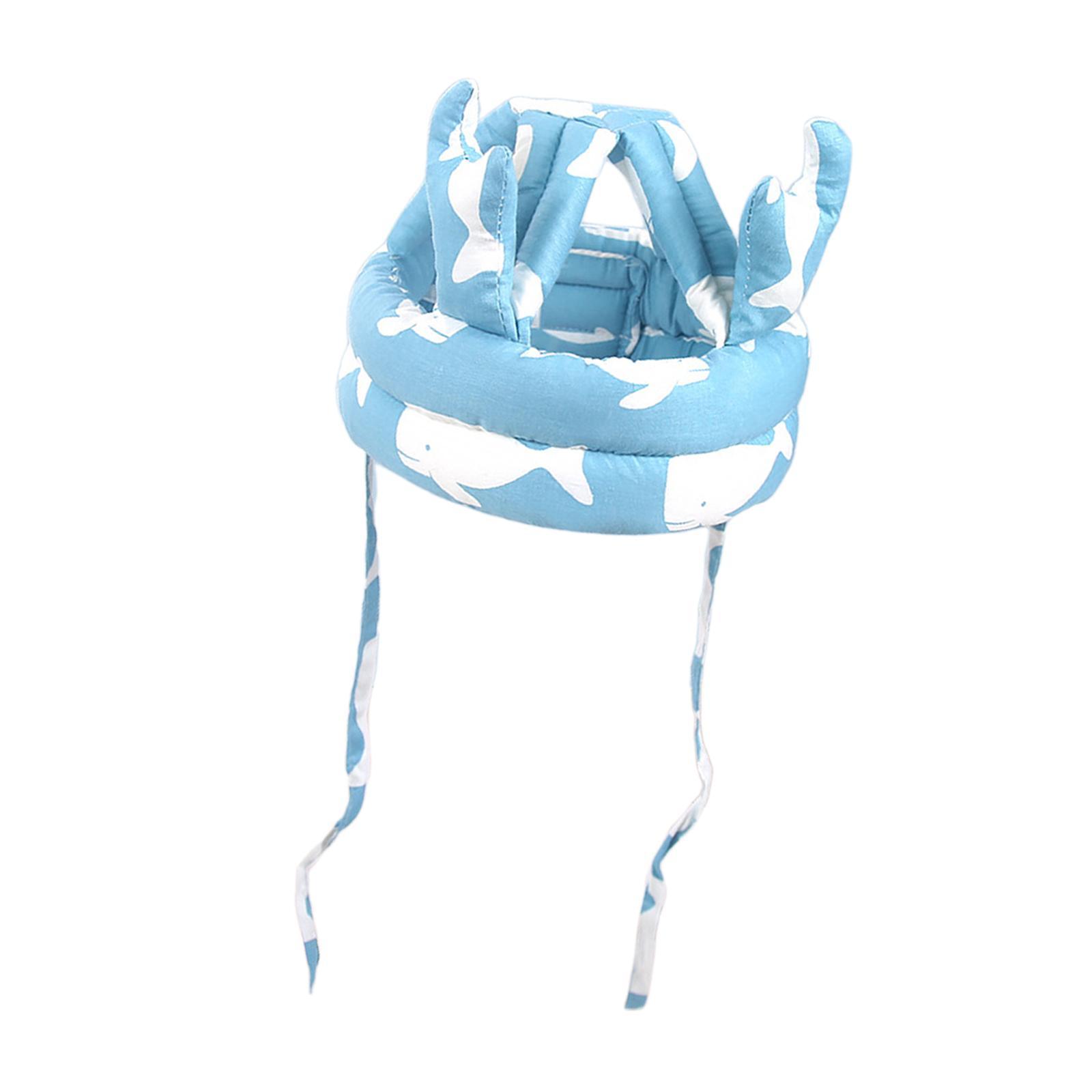 Protective Cap Adjustable Breathable Head Protection for Crawling Boys Blue