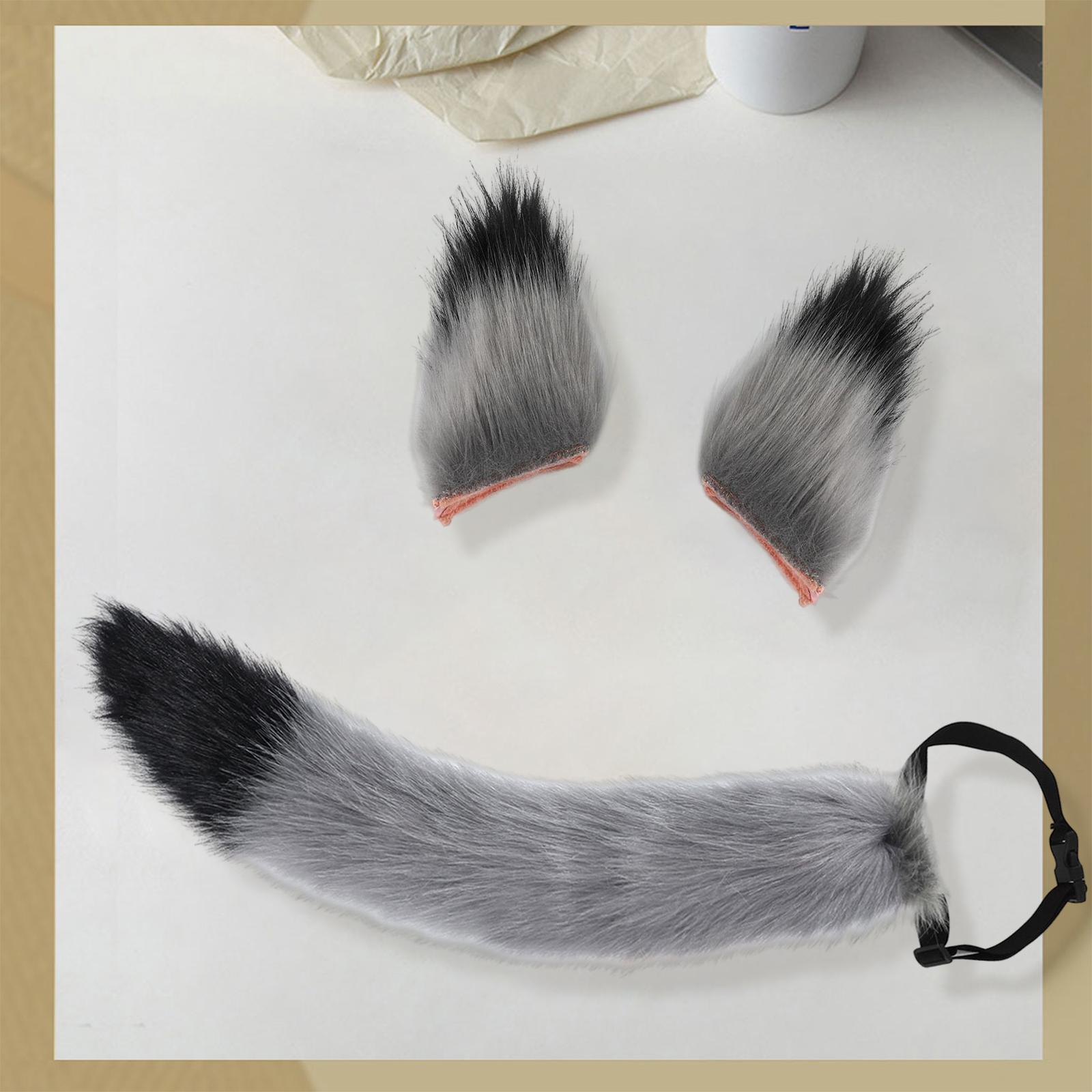 Fox Ears Tail Cosplay Props Hair Clips Attractive for Halloween