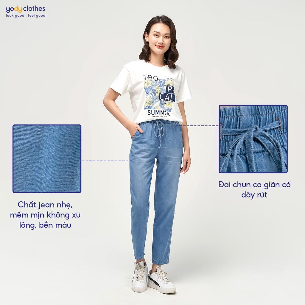 Quần jeans nữ baggy YODY lưng thun tôn dáng chất thoáng mát mềm mại suông QJN4046