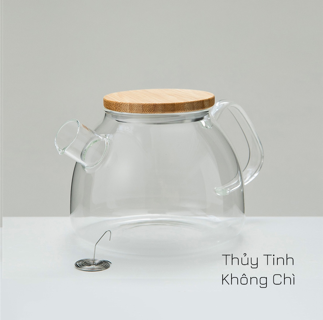 Bình lọc trà thủy tinh chịu nhiệt roăn lọc inox 900ml S051H