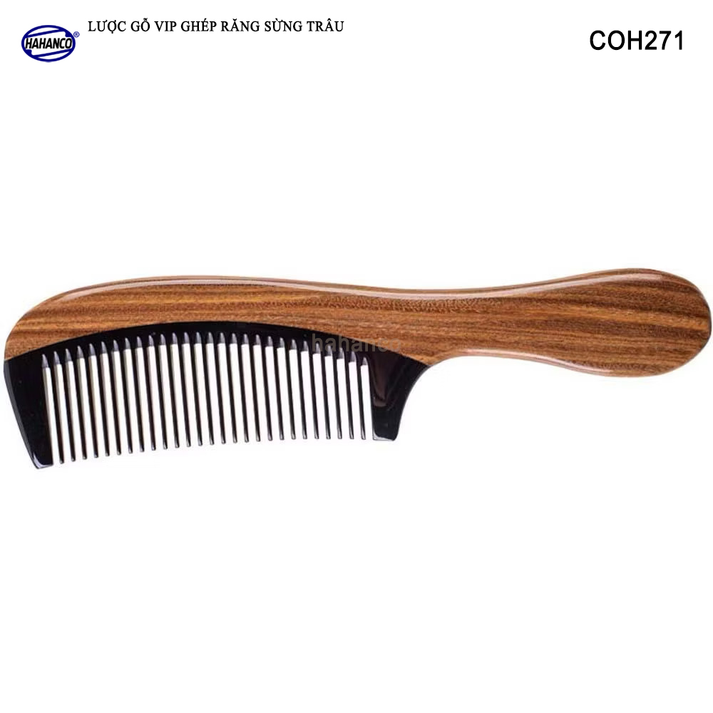Lược Gỗ Thơm Ghép Răng Sừng Đen Cao Cấp HAHANCO (Đủ Mẫu) Kiểu Dáng Châu Âu- COH271
