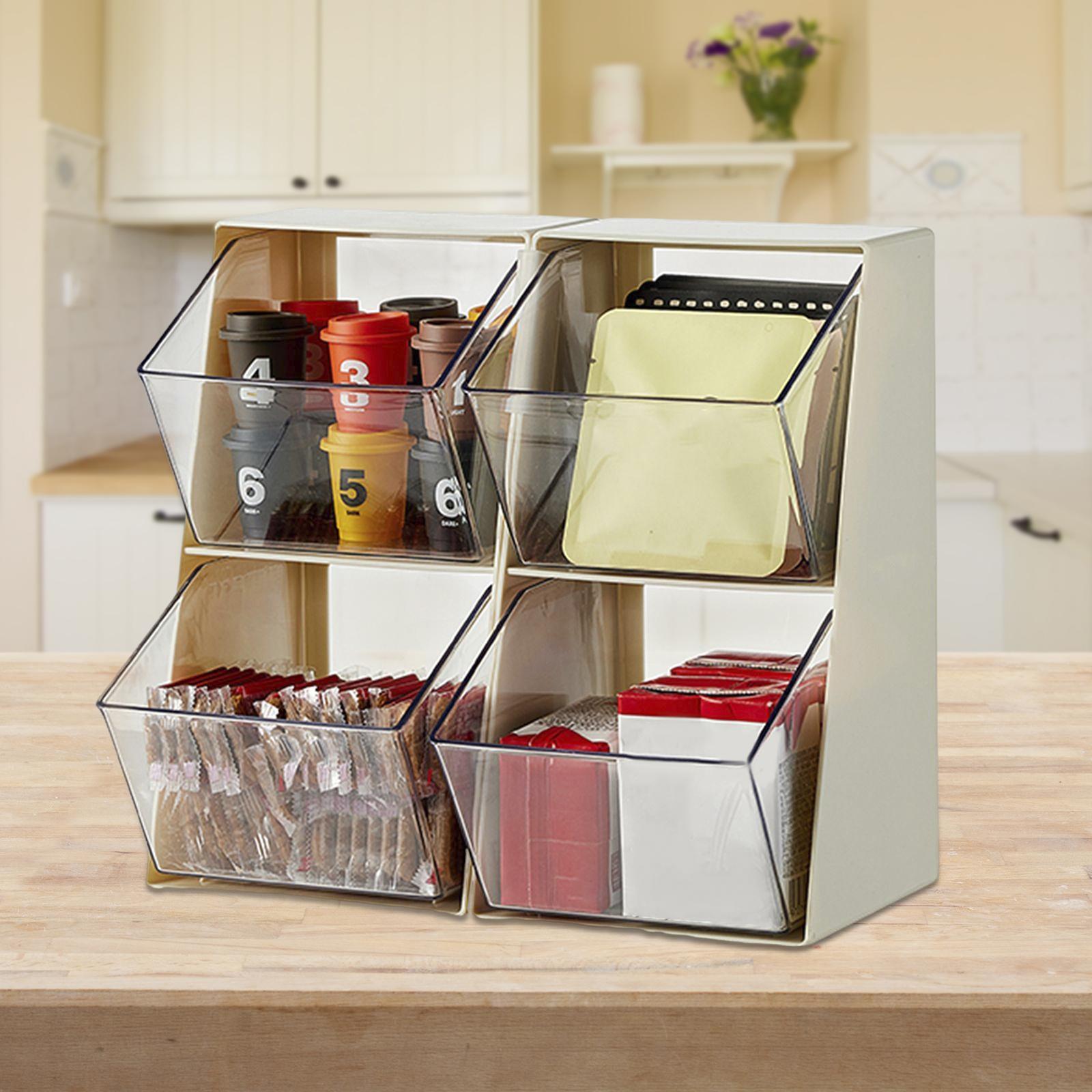 Tea Bags Organizer Divided Container Multifunctional for Kitchen Cabinets