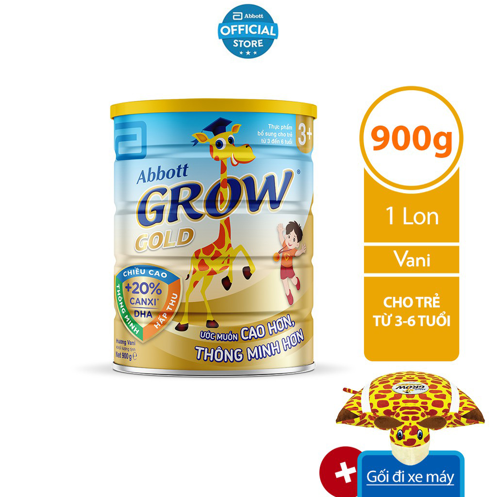 Sữa bột Abbott Grow 3+ 900g/lon - Tặng gối đi xe máy Grow