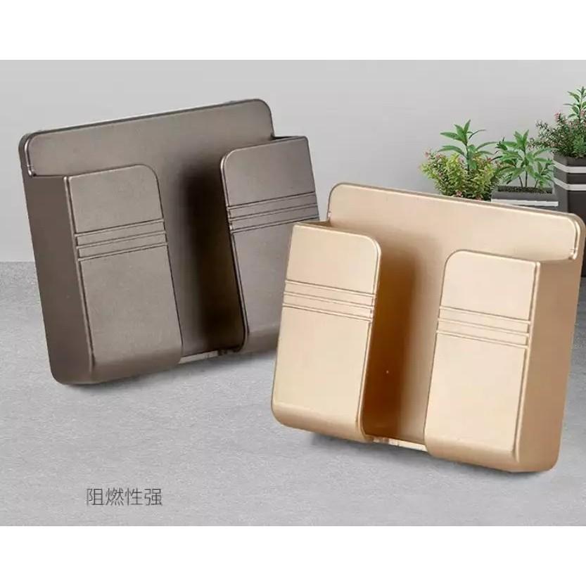 Hộp Đựng Remote, Điện Thoại Mẫu Mới 2021 Có Lỗ Cắm Sạc Dán Tường- Kệ đựng điều khiển, điện thoại có sẵn miếng dán tường