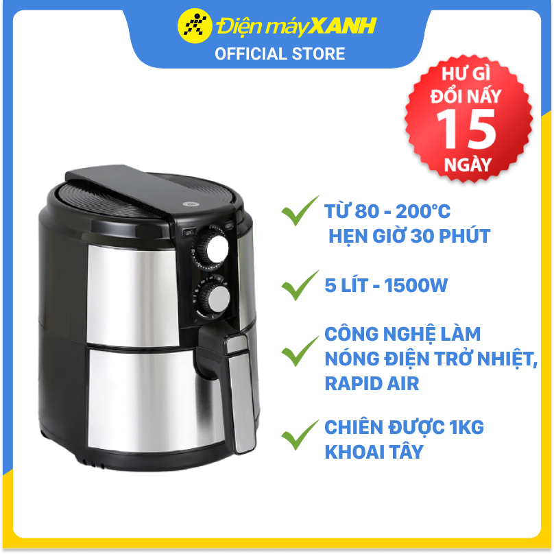 Nồi chiên không dầu Mishio MK-220 5 lít - Hàng chính hãng