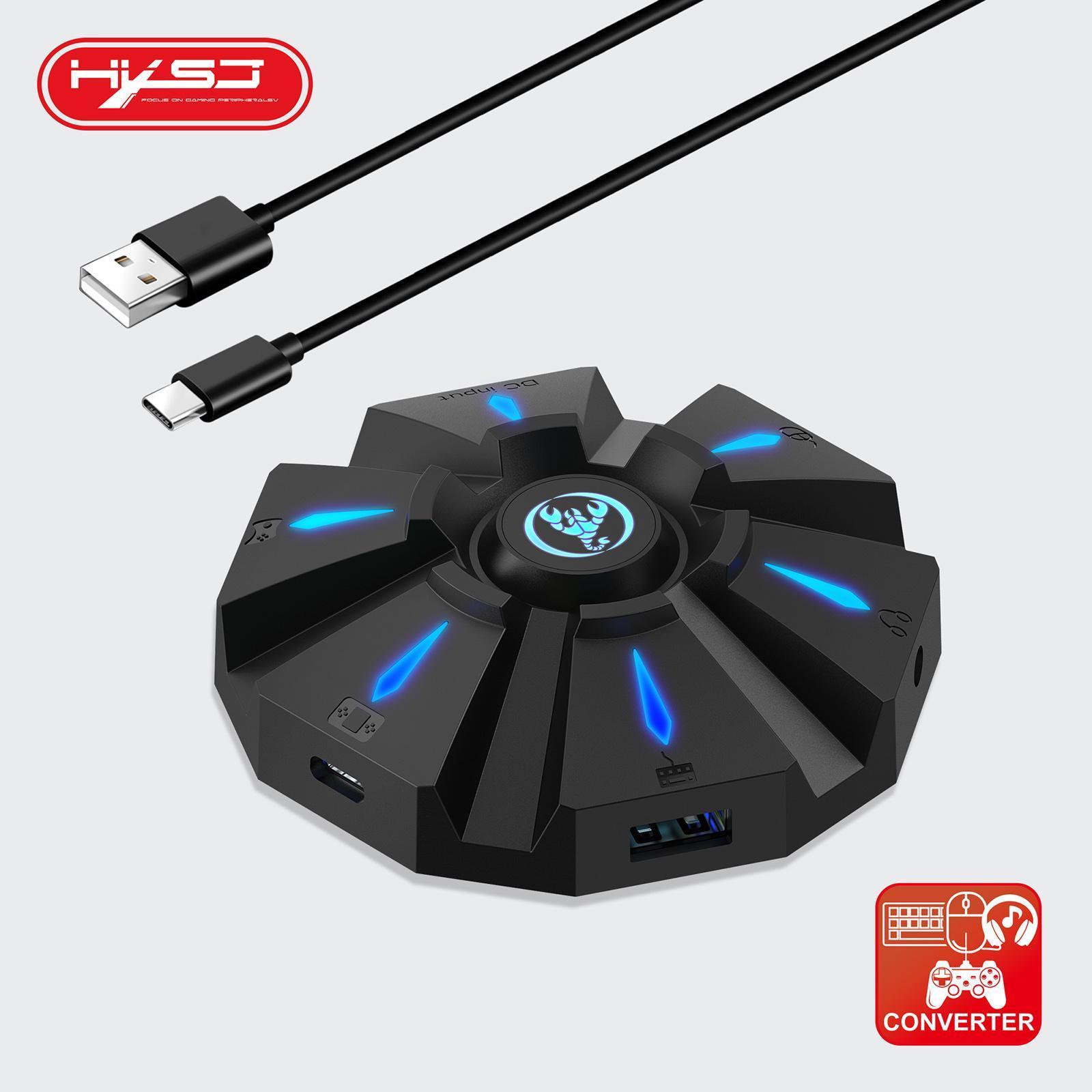 ABS USB Gaming Keyboard Mouse Console Adapter Type C for PS3