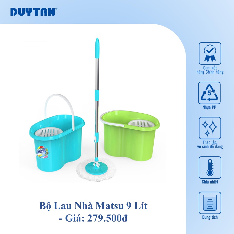 Bộ lau nhà nhựa Duy Tân nhỏ gọn dung tích 9 lít