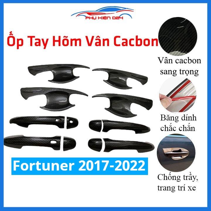 Ốp tay hõm Fortuner 2017-2018-2019-2020-2021-2022 vân carbon, mạ crom chống trầy bảo vệ cửa xe ô tô