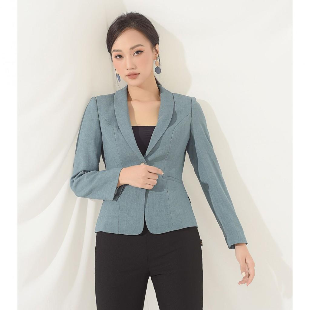 Vest cổ bẻ tay dài một cúc ngọc MMoutfit V0720129