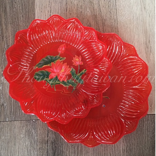 Dĩa Trái cây,Dĩa Bàn thờ có Đế Đỏ Hoa Sen /2 mẫu