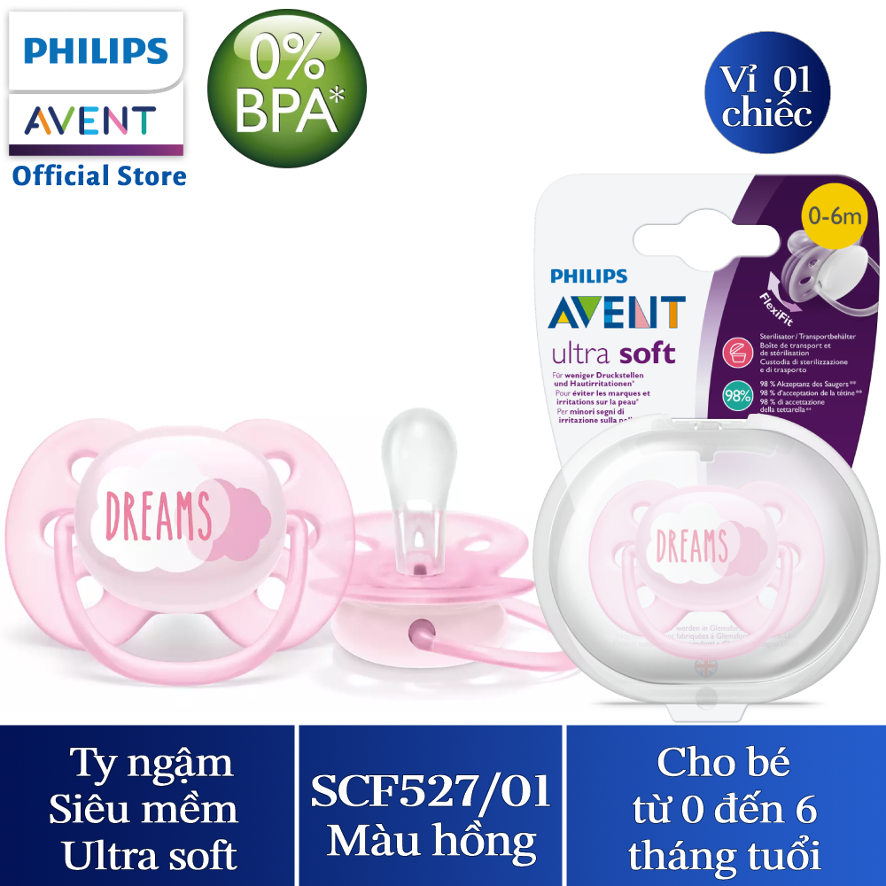 Núm ty ngậm Siêu mềm Philips Avent cho bé từ 0-6 tháng tuổi - Vỉ đơn