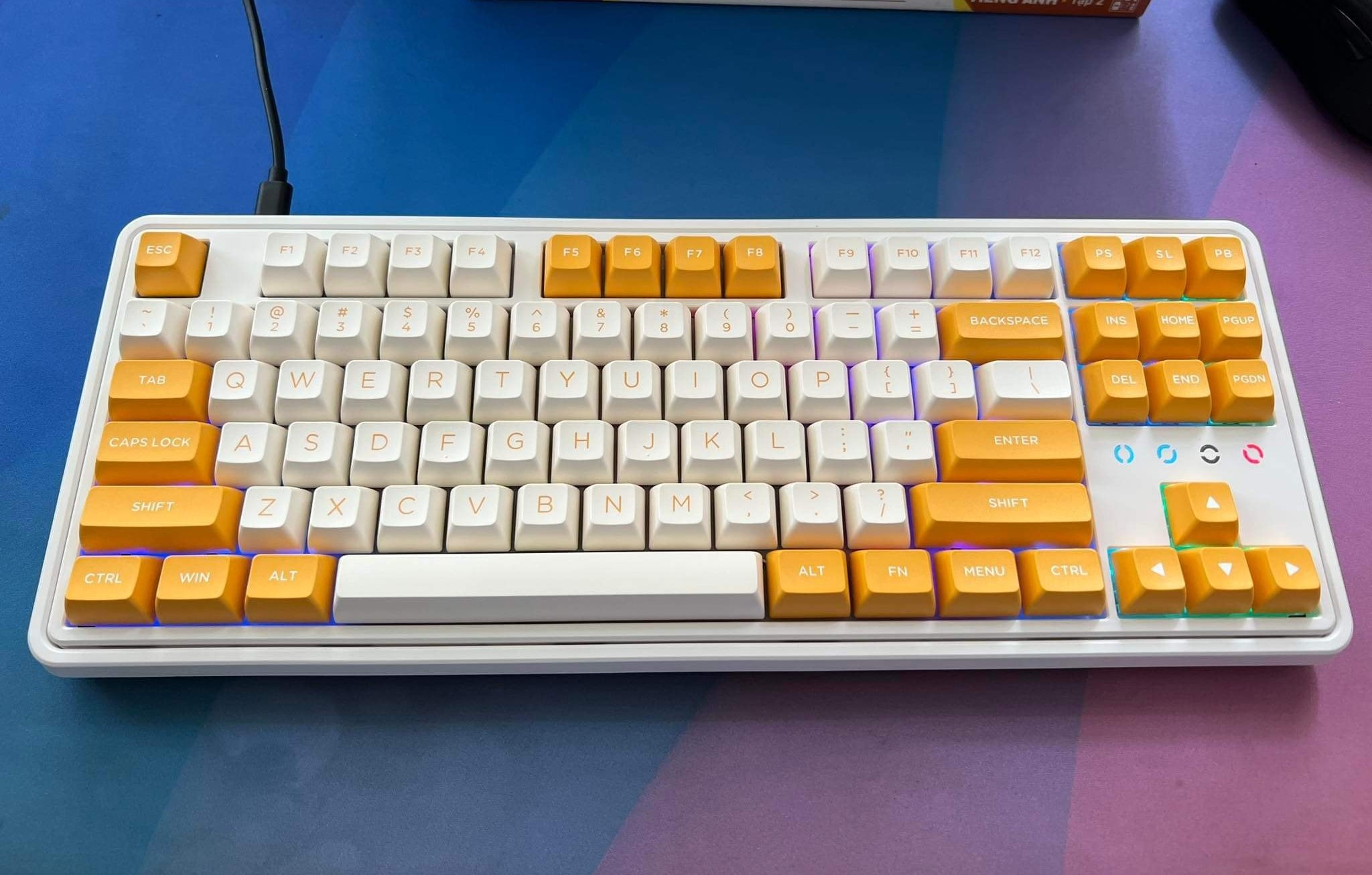 Bàn phím máy tính FL-Esports CMK87SAM Yellow & White 3 Mode _Mới, hàng chính hãng