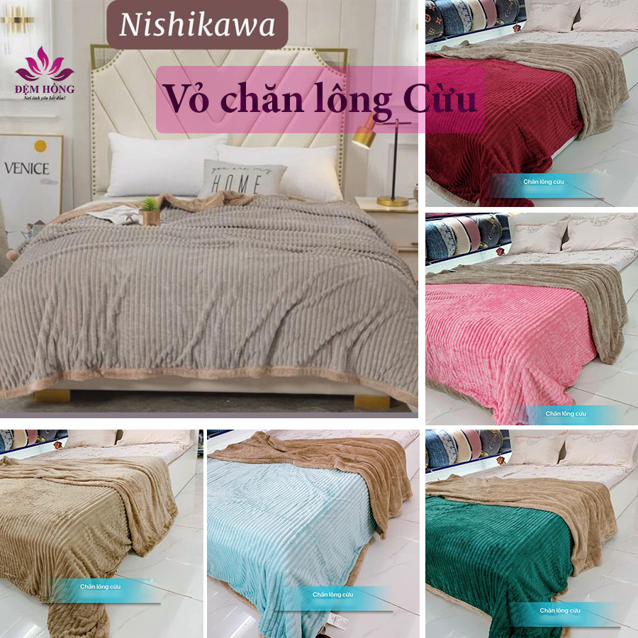 Vỏ chăn lông cừu tăm Nishikawa đắp 4 mùa
