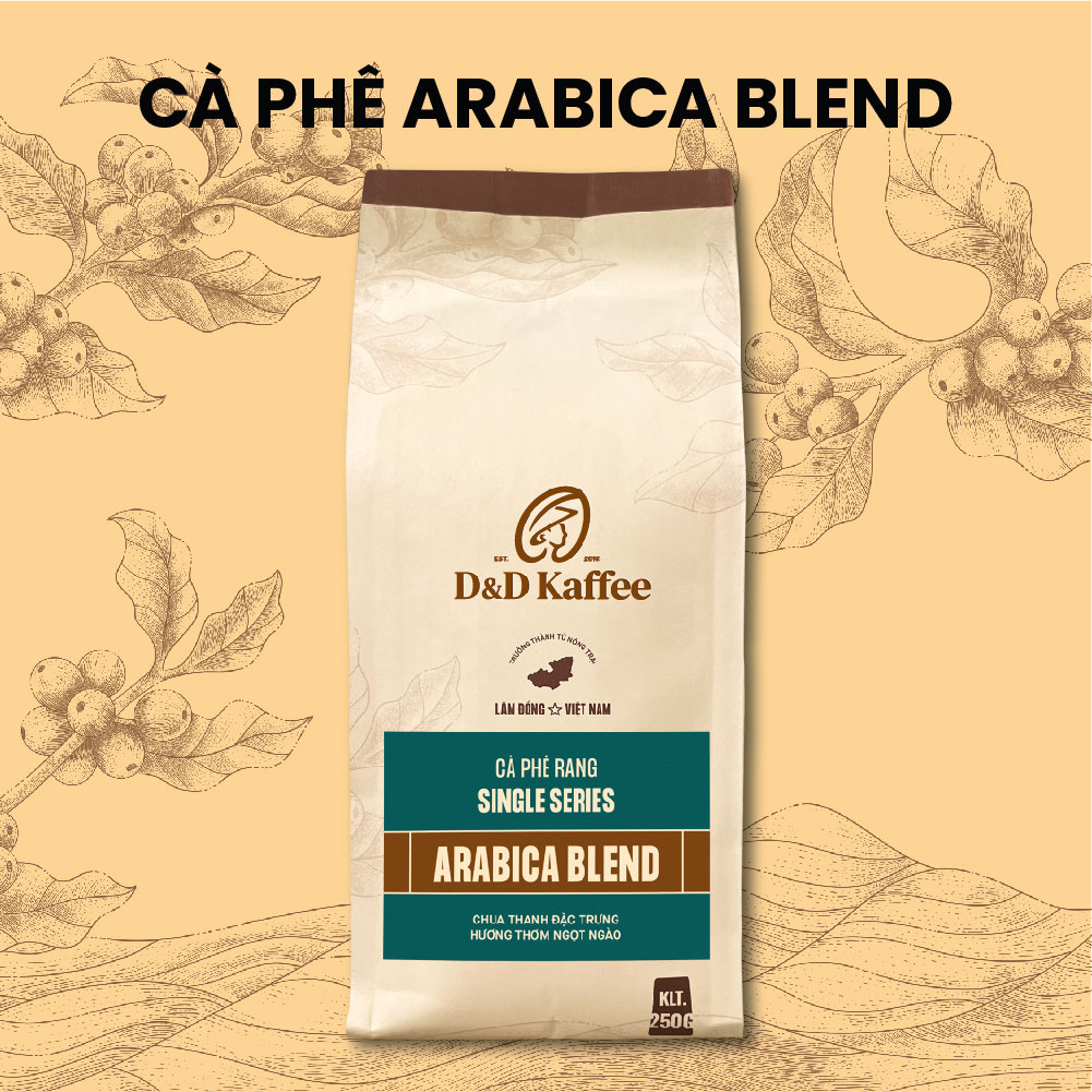 Cà phê Arabica Blend, cà phê nguyên chất 100% rang mộc, gói 250gr, D&amp;D Kaffee