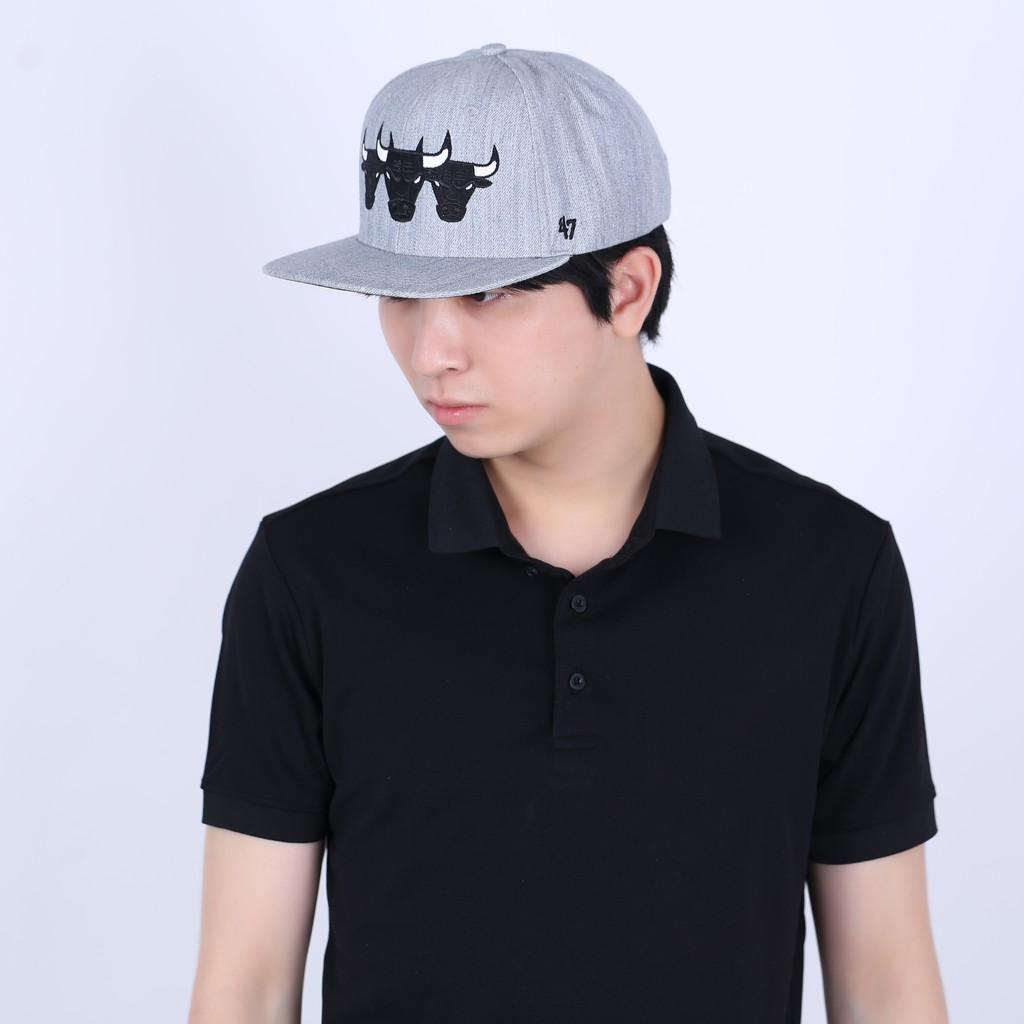 Mũ nón lưỡi trai vành ngang snapback logo 3 bulls màu xám nam nữ VN