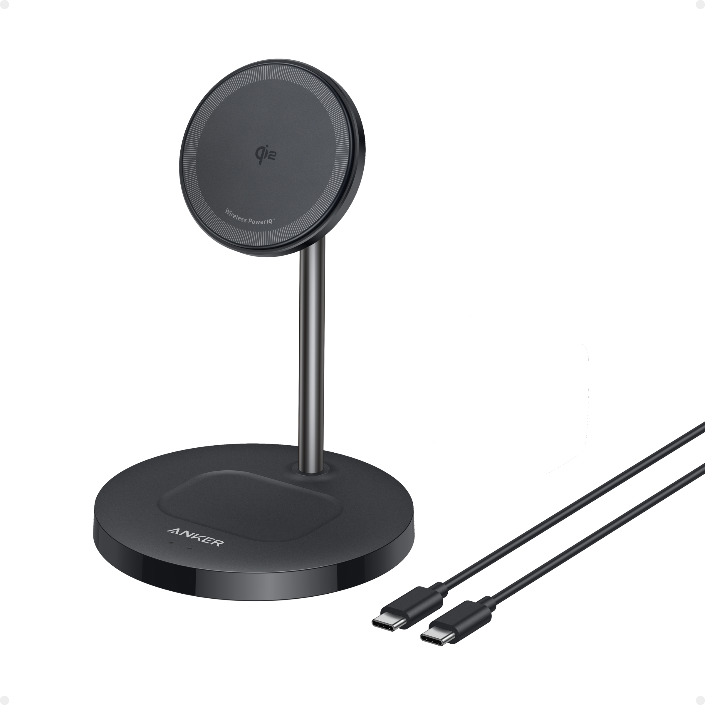 Đế sạc Anker MagGo 1C 15W (2-in-1, Stand, with USB-C cable) A2544 - Hàng Chính Hãng - Màu Đen