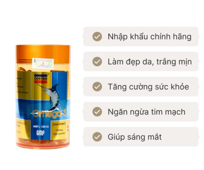 Viên nang mềm dầu cá Costar omega 3 1000mg x 100 viên