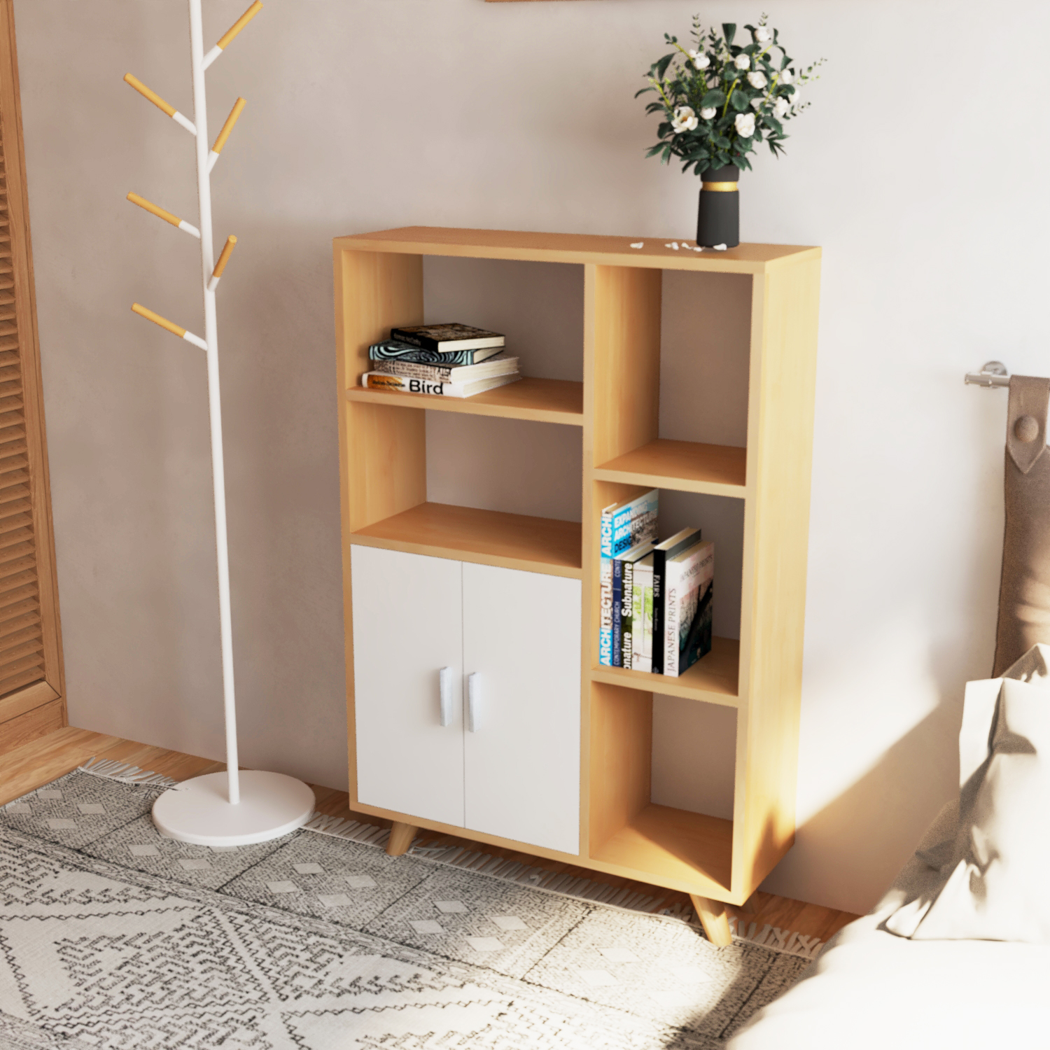 Tủ Kệ Sách Gỗ có chân đa tầng - MDF lõi xanh Chống ẩm cao cấp