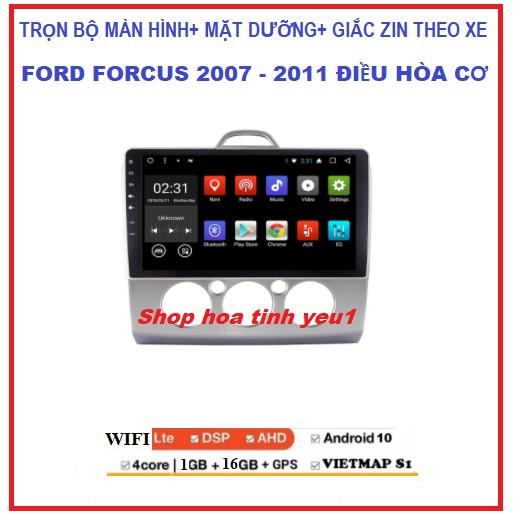 Màn hình dành cho ô tô dvd android 9 inch theo xe Ford FORCUS kèm MẶT DƯỠNG đời 2007-2011