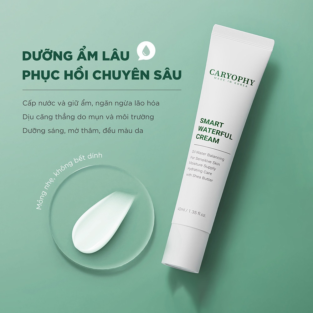 Kem dưỡng cấp nước và phục hồi da mụn Caryophy Smart Waterful Cream 40ml