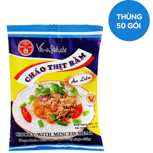 Thùng 50 gói Cháo dinh dưỡng Bích Chi (thịt bằm) (50g/gói)