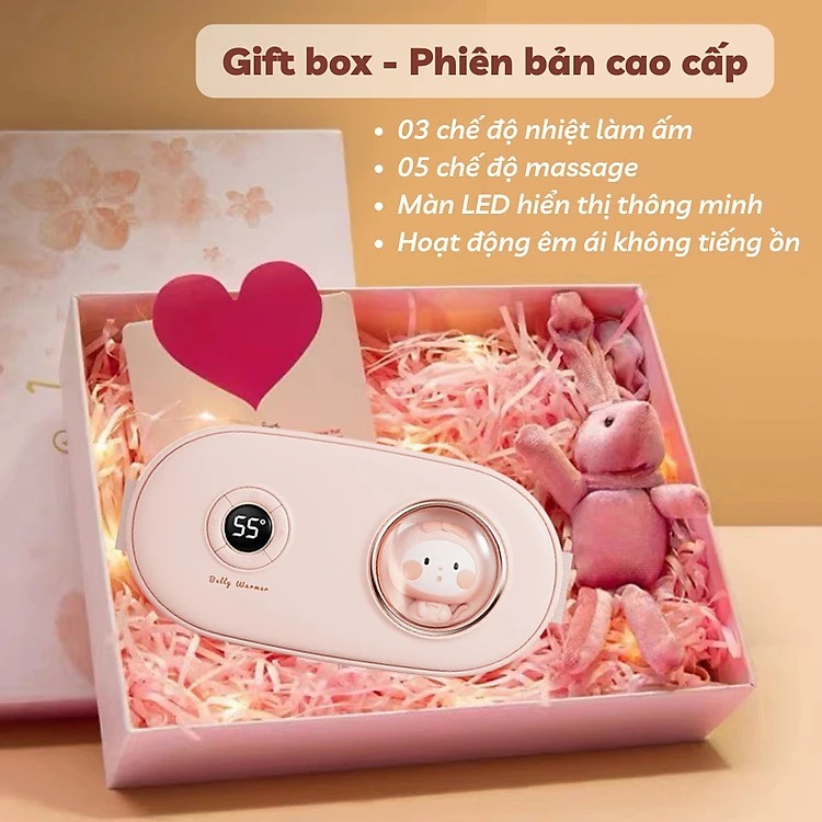 Đai chườm nóng bụng kinh Herlife, Máy massage bụng kinh giúp giảm đau bụng kinh nguyệt, làm ấm tử cung cho phụ nữ đến kì