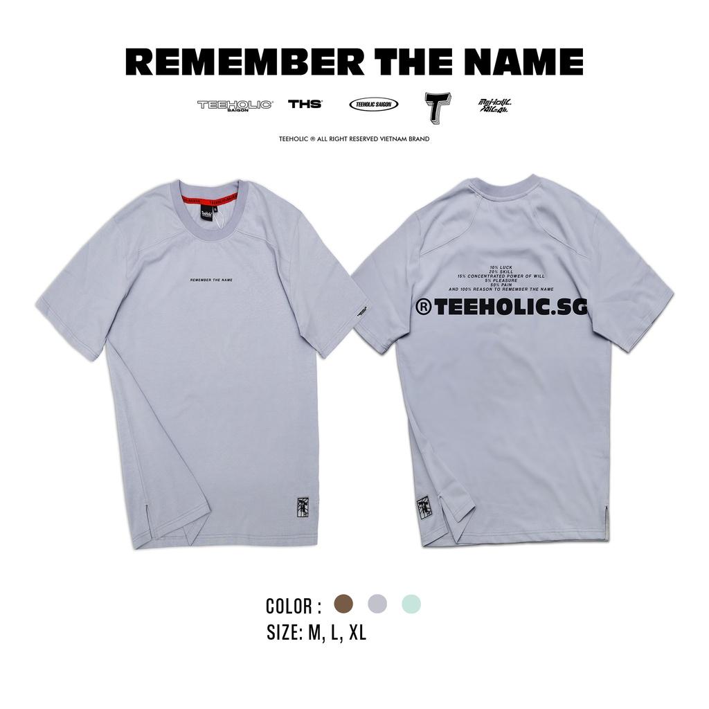 Áo Thun Unisex TeeHolic Thả Vai Xẻ Tà Màu Xám Khói In Logo THS Silicon Nổi