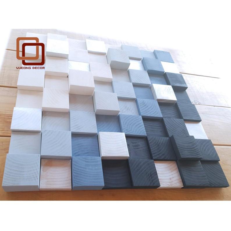 BỘ 2 Tranh gỗ trang trí 3D XANH NHẸ NHÀNG (Wood mosaic) - (KÍCH THƯỚC 30x30 và 50x50cm)