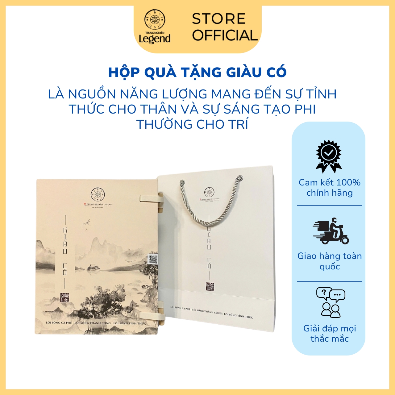 Hộp Quà Tặng Giàu Có Trung Nguyên Legend- Arabica Robusta- 500gr Cà phê- Pha phin