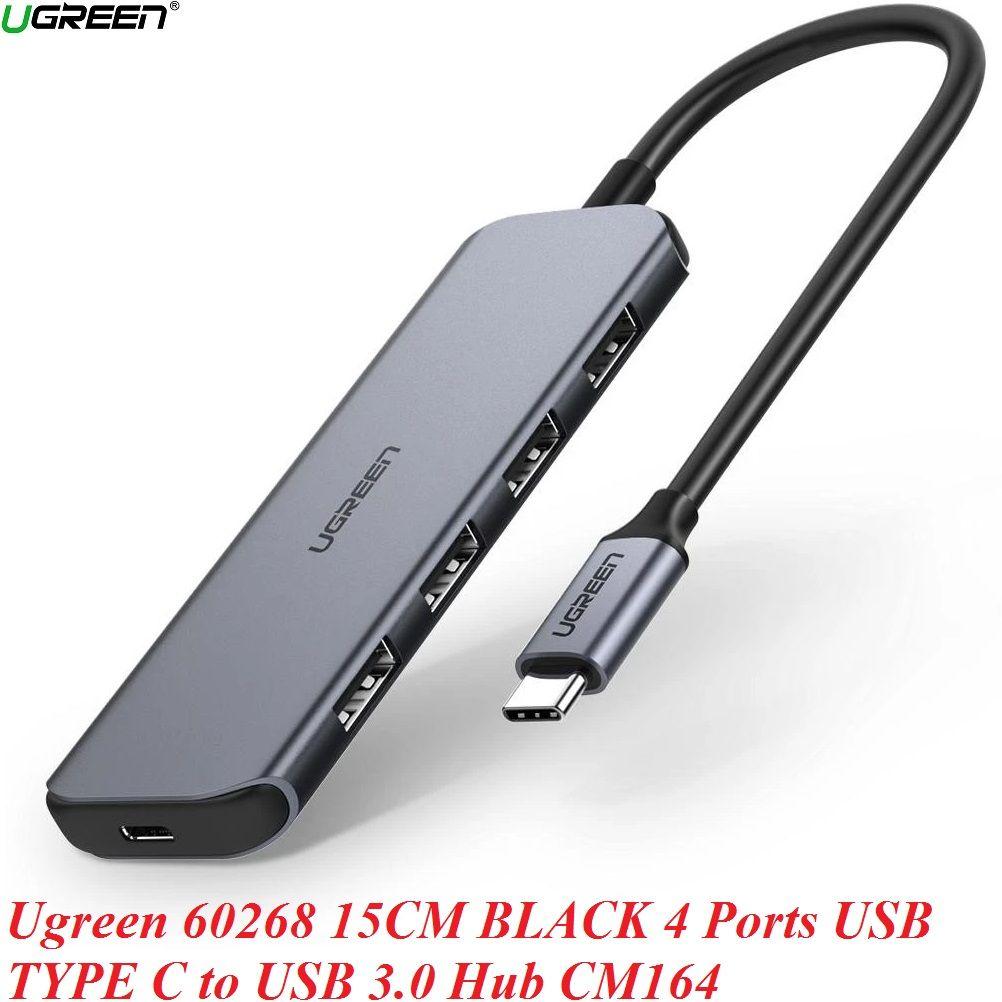 Ugreen UG60268CM164TK 15CM màu đen HUB 4 cổng USB TYPE C ra 4 x USB 3.0 - HÀNG CHÍNH HÃNG