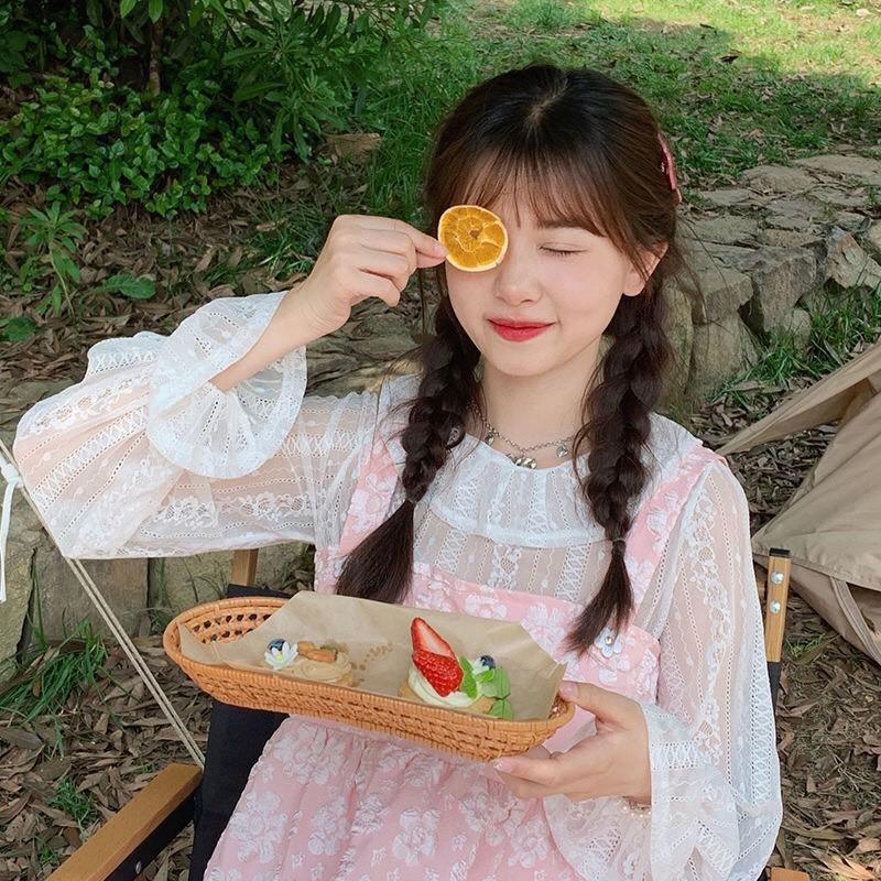 Set áo và váy hai dây hồng dễ thương