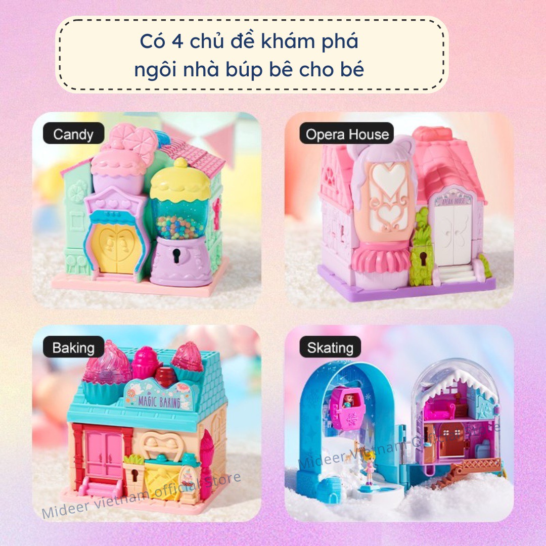 Ngôi nhà búp bê Mideer Magic Dollhouse,  mô hình mini có âm thanh cho bé 2,3,4,5,6 tuổi