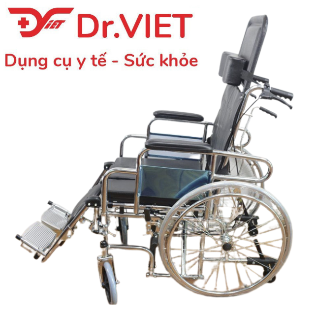 Xe lăn cao cấp đa năng Lucass X607 Chính hãng-Xe ngả nằm có bô, có thắng, 2 bánh xe chống lật cho người già, bệnh nhân, khuyết tật