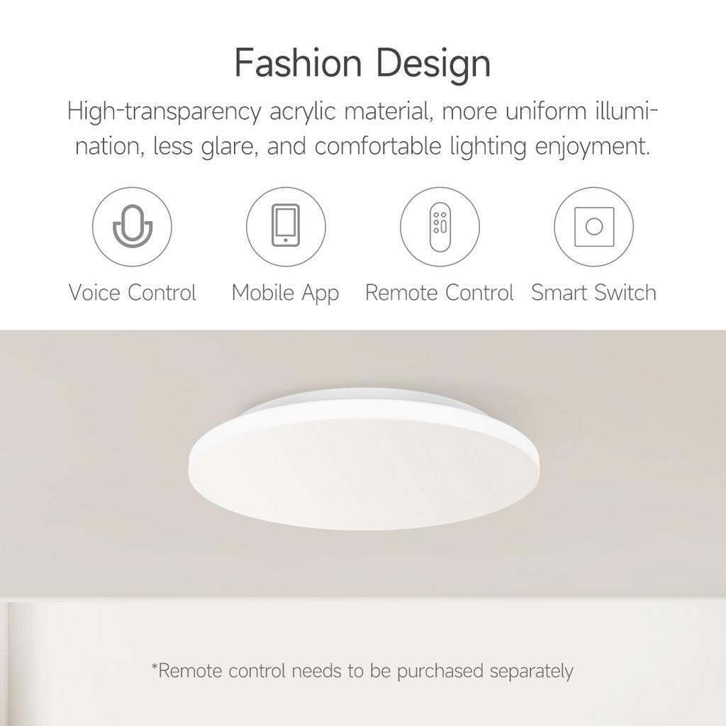 Đèn Trần Hình Tròn Ba Màu Điều Chỉnh Được Thông Minh Xiaomi Youpin Yeelight Hàng nhập khẩu
