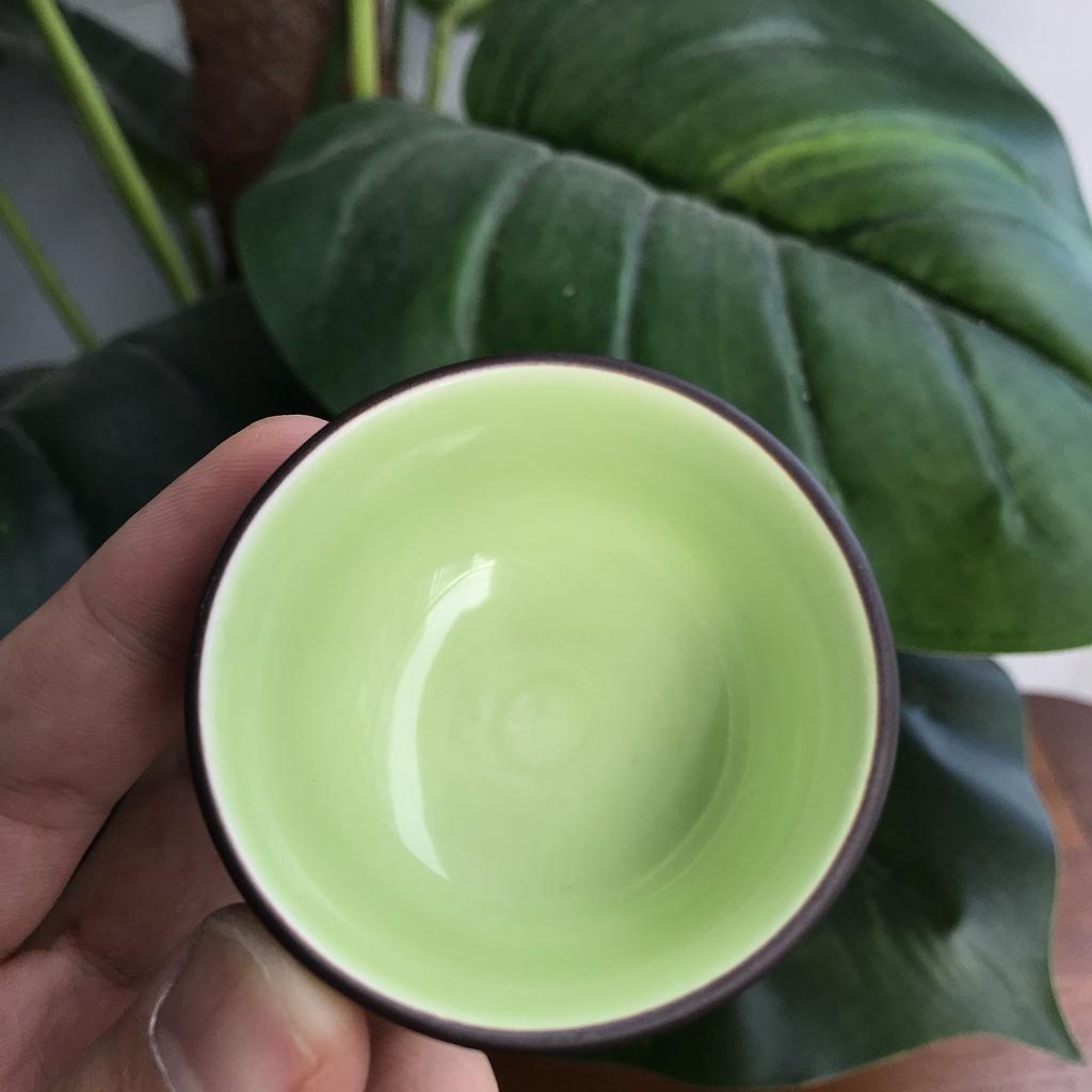 Bộ ấm chén trà đất nung Bát Tràng họa tiết cành trúc kèm phụ kiện