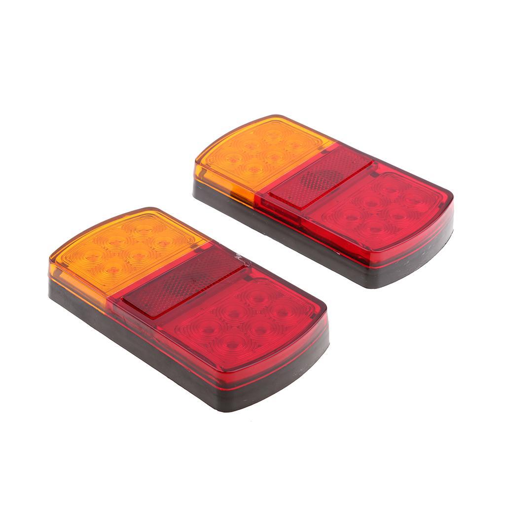 2pcs 12V 12 Led Tail Reverse Back Up Light Stop Indicator Trailer Truck