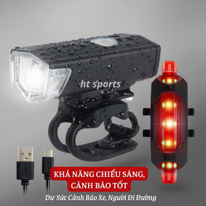 Bộ Đèn Pha Trước Xe Đạp Có Sạc USB Siêu Sáng Cao Cấp Chống Nước và Đèn Hậu Phía Sau Dành Cho Xe Đạp Địa Hình, Xe Đạp Thể Thao Giúp Đạp Xe An Toàn Ban Đêm