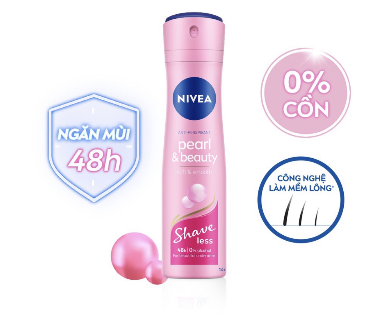 Bộ Đôi Xịt ngăn mùi NIVEA SHAVELESS ngọc trai đẹp quyến rũ (150ml)+Lăn ngăn mùi NIVEA SHAVELESS ngọc trai đẹp quyến rũ (50ml)