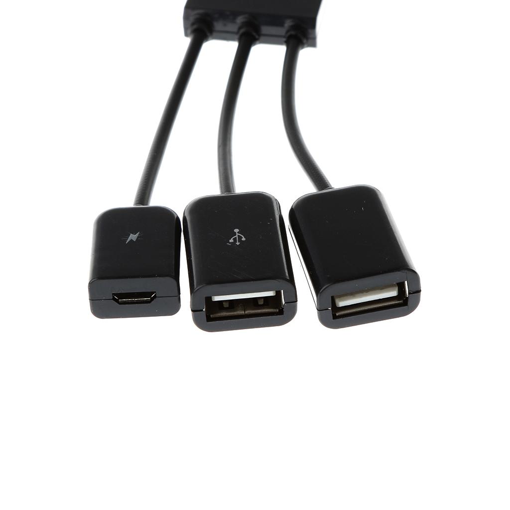 3in1 Micro USB OTG Hub Host Extension Adapter Cable for Android Phone Tablet