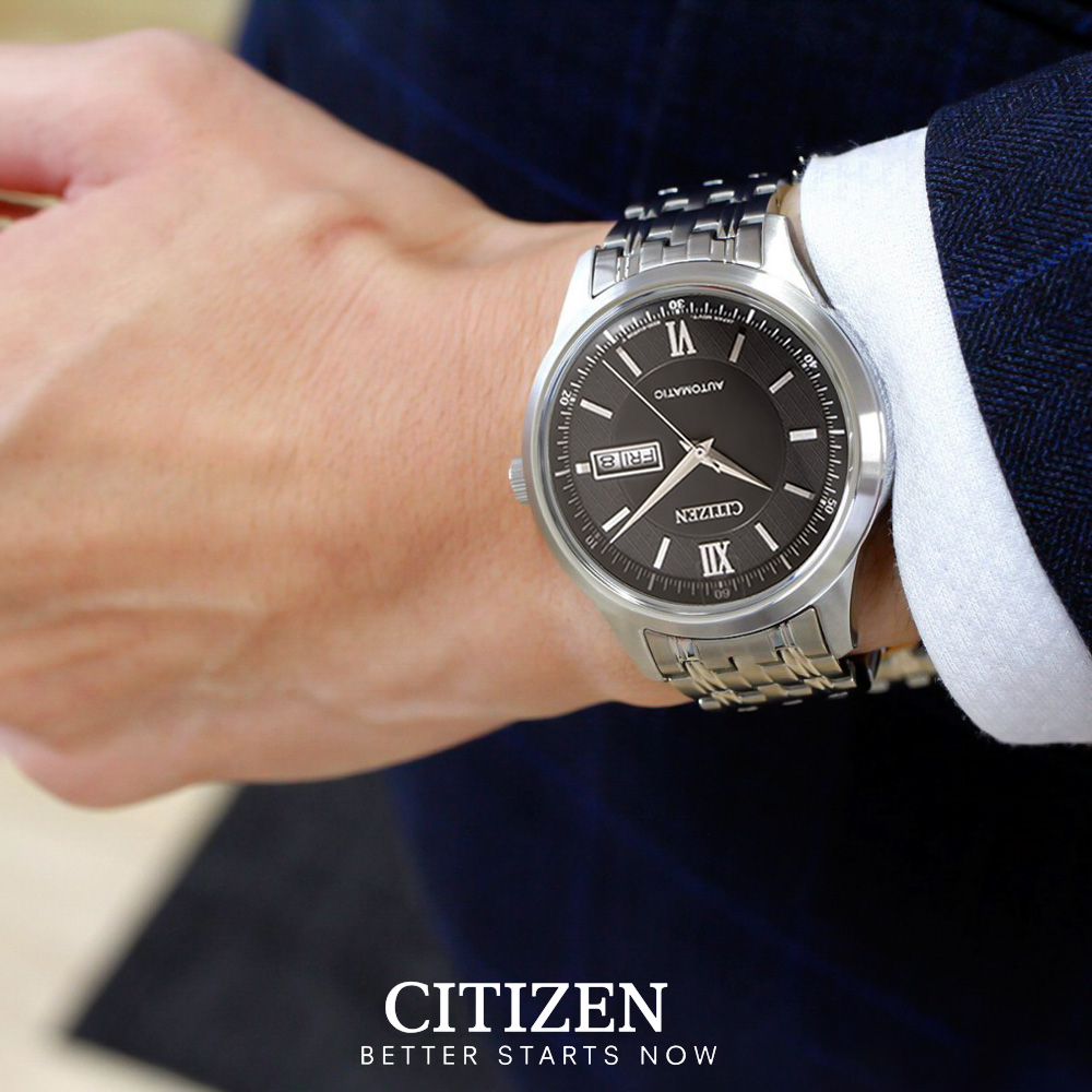 Đồng Hồ Nam Citizen Dây Thép Không Gỉ NY4051-51E - Mặt Đen (Sapphire)