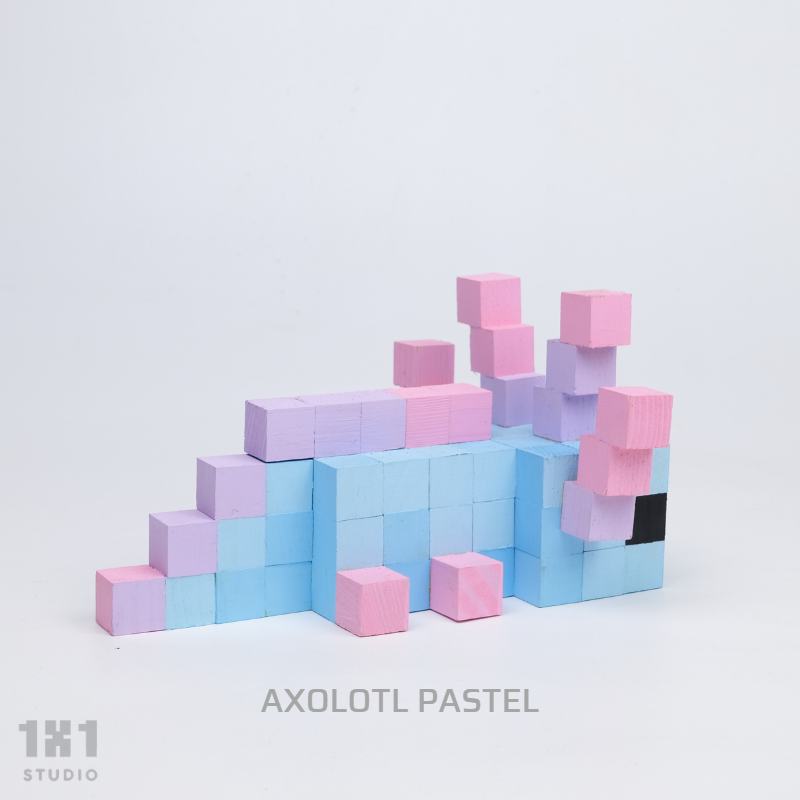 Mô hình Thú AXOLOTL Minecraft, Pet Figure Scale Làm Bằng Gỗ Handmade Hợp Decor Sưu Tập (Hồng/Pastel)