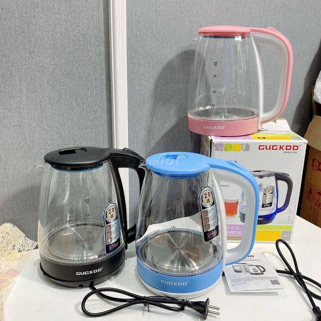 Ấm Siêu Tốc Thủy Tinh 2L Trong Suốt Cường Lực Đun Sôi Nhanh Tự Ngắt Khi Sôi - Hàng Nhập Khẩu