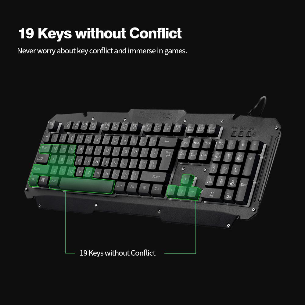 Bàn phím có dây USB Rainbow Backlit với Bảng điều khiển bằng kim loại Các phím treo cho máy tính PC