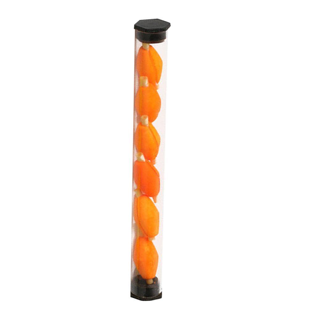 2x6Pcs Tube Float Foam Strike Indicator for Fly Fishing Orange Plastic Tube