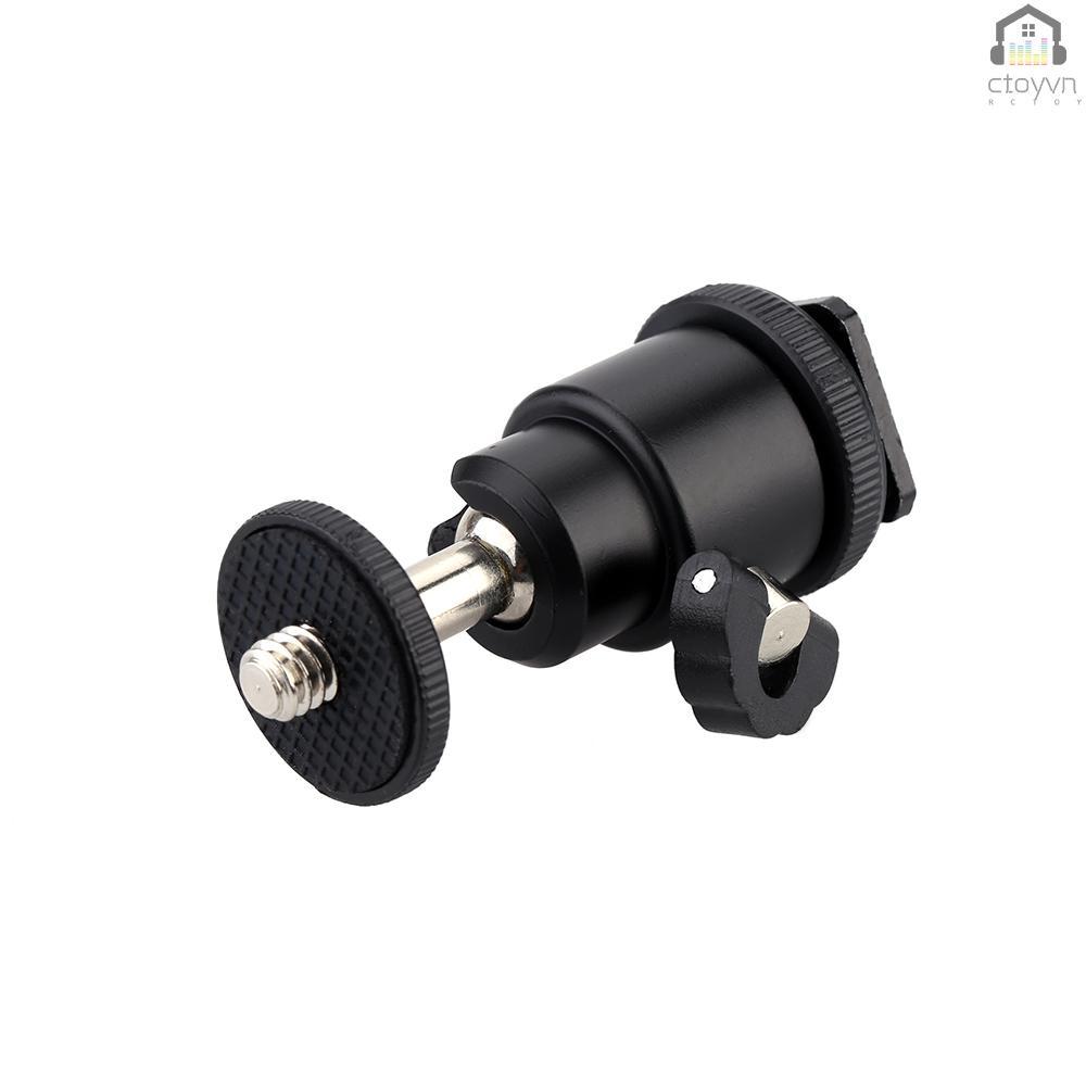 Đầu bi Andoer mini bằng hợp kim nhôm 1/4" kèm ngàm đèn flash cho máy ảnh DSLR SLR DC