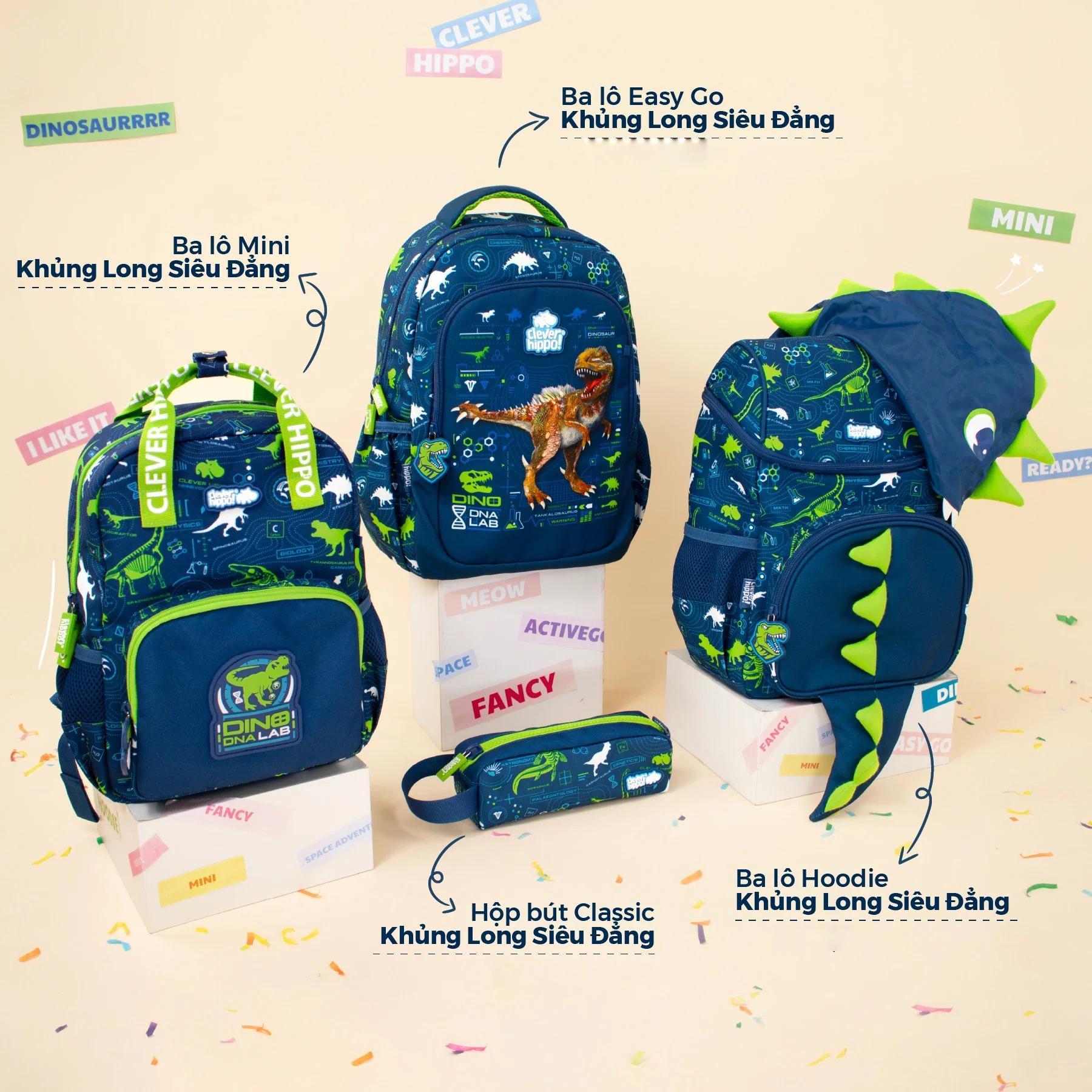 Ba Lô Easy Go Clever Hippo Mới Nhất 2026 - Chiến Binh Khủng Long/Khủng Long Siêu Đẳng/Space Adventure/Sweetie Pie Club