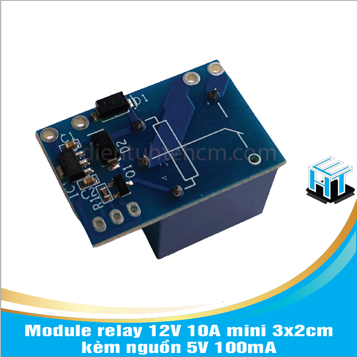 Module relay 12V 10A mini 3x2cm - kèm nguồn 5V 100mA