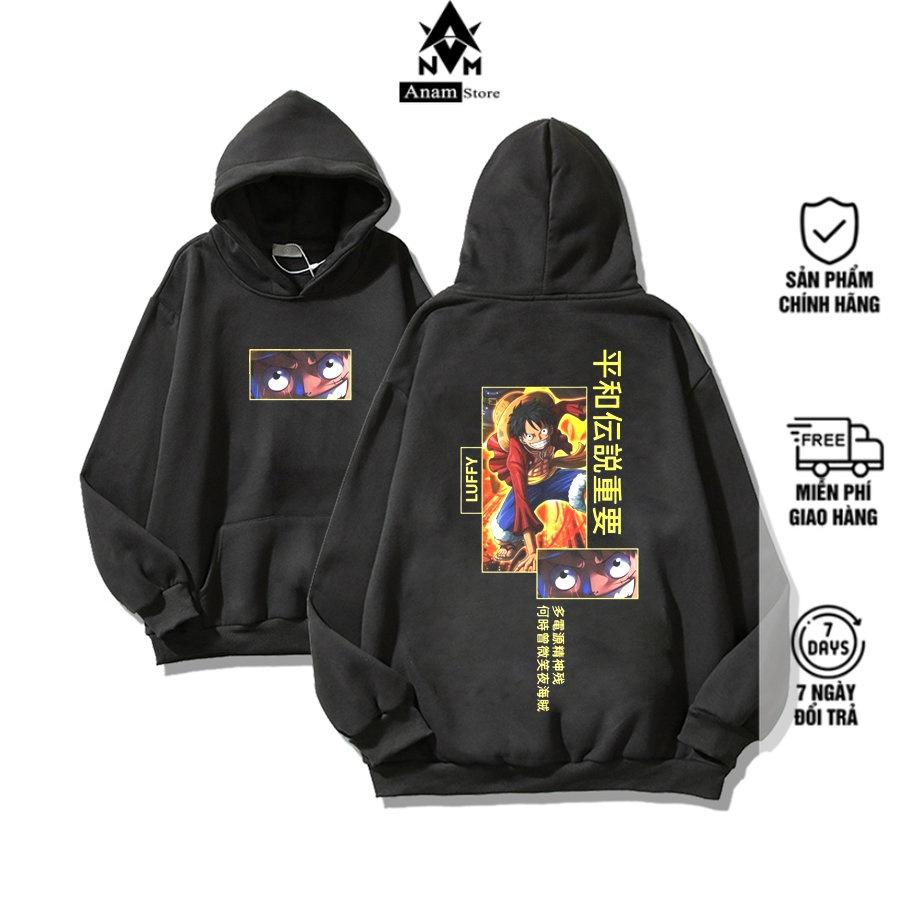 Áo Hoodie Nam Nữ LUFFY Vải Nỉ Ngoại Dầy Nón 2 Lớp Tay Bo Gân, Anam Store