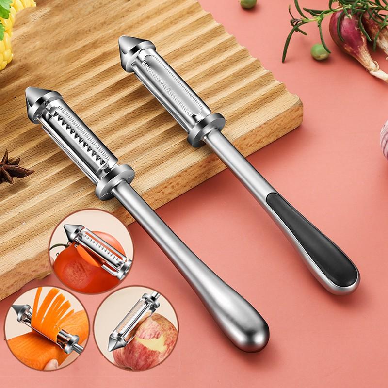 Dụng Cụ Nạo Bào Sợi Rau Củ Quả 4in1 Chất Liệu INOX Cao Cấp, Nạo Vỏ,Bào Sợi,Khoét Vỏ Đa Năng