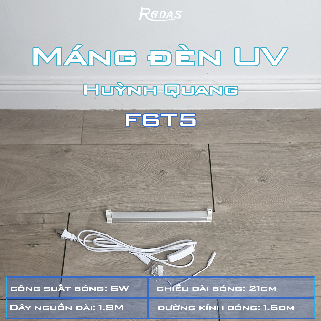 Máng đèn huỳnh quang UV cực tím đầy đủ kích thước dây nguồn dài 1.5m